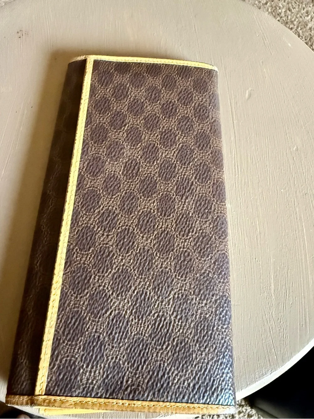 Vintage Celine Brown Monogram Canvas with tan trim long wallet.
